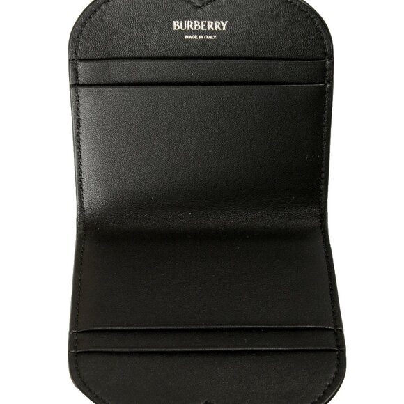 Burberry Unisex "Chess" Black Texture Leather Logo Credit Card Case - Picture 3 of 4